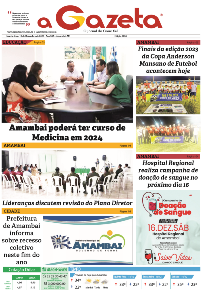 Jornal A Gazeta - Edição de 13 de dezembro de 2023