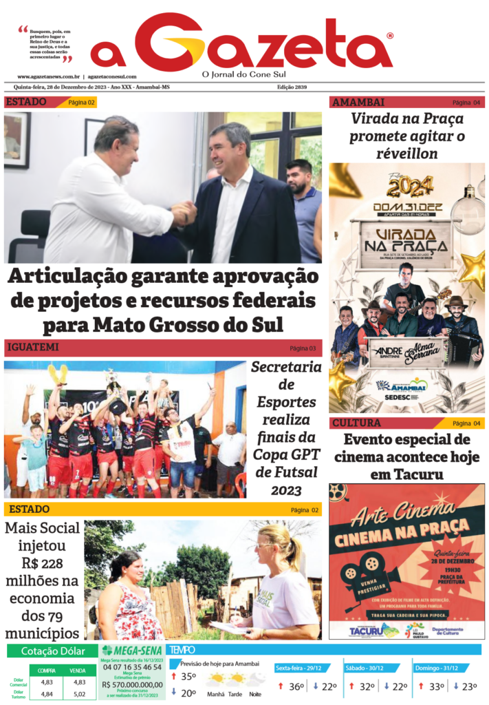 Jornal A Gazeta – Edição de 28 de dezembro de 2023