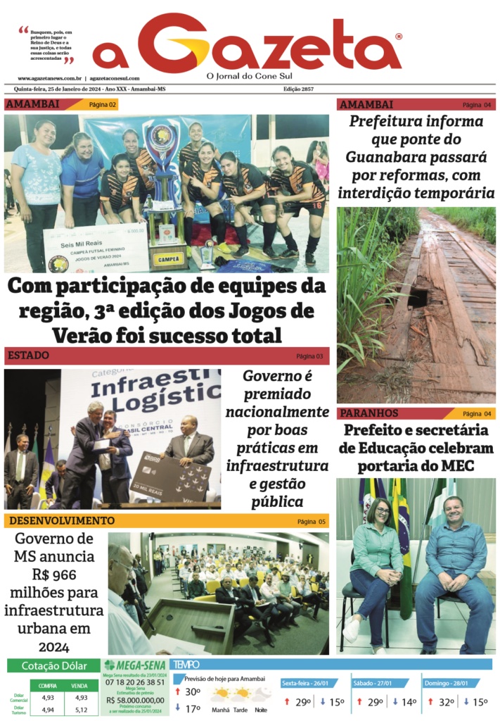 Jornal A Gazeta – Edição de 25 de janeiro de 2024