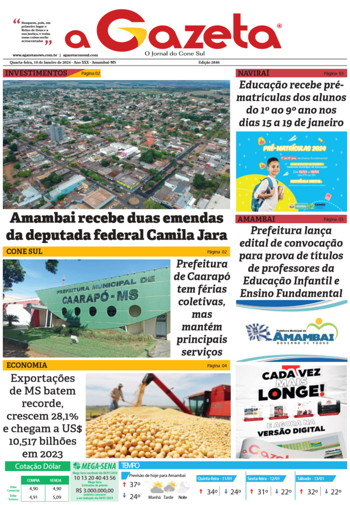 Jornal A Gazeta – Edição de 10 de janeiro de 2024