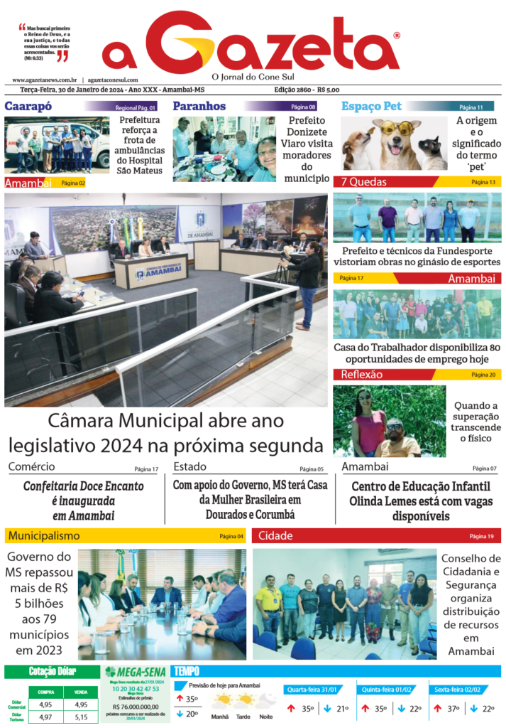 Jornal A Gazeta – Edição de 30 de janeiro de 2024