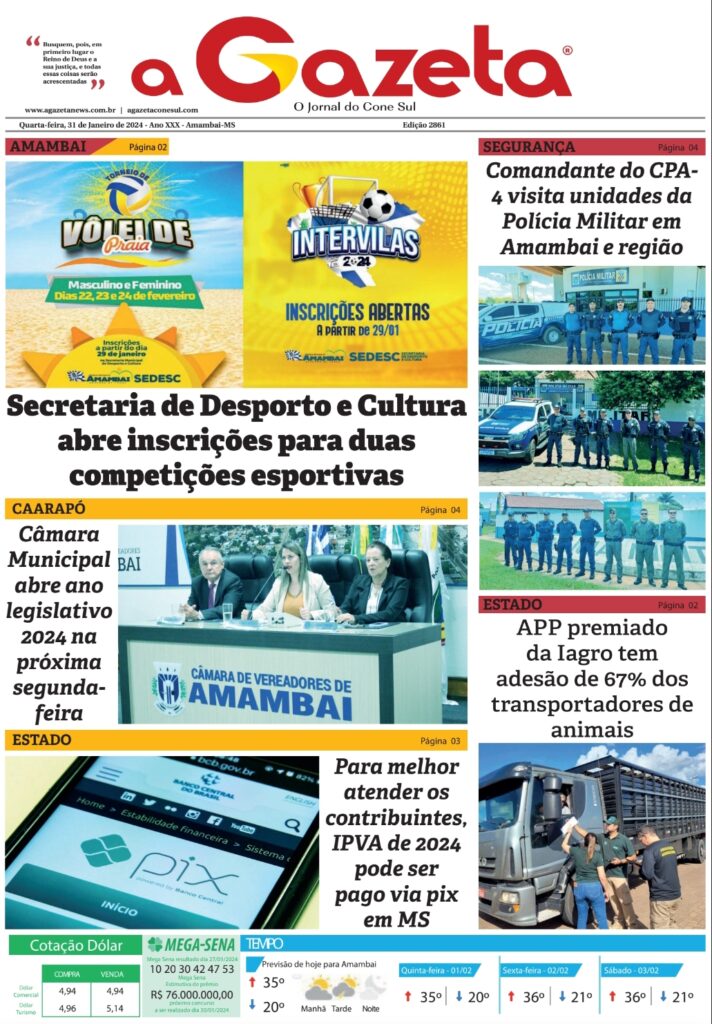 Jornal A Gazeta - Edição de 31 de janeiro de 2024