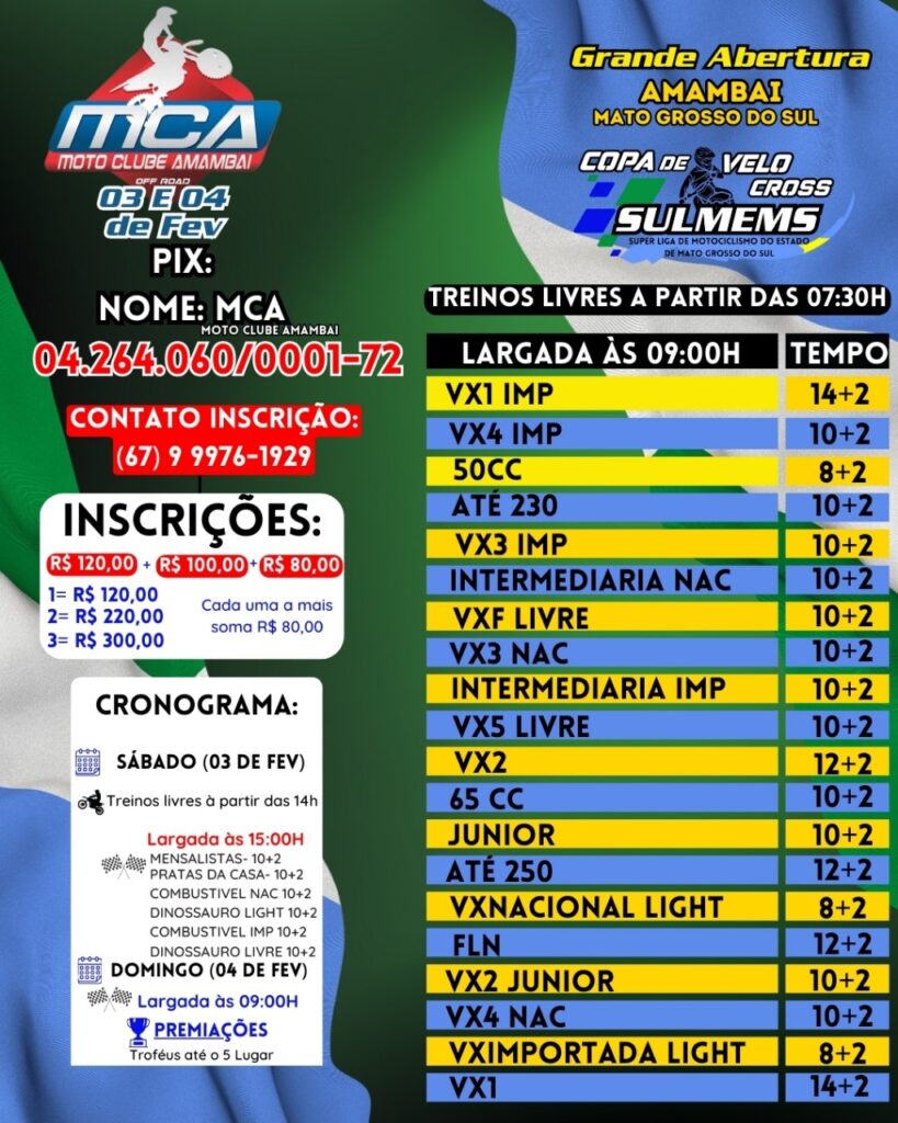 Com apoio da prefeitura Amambai abre neste domingo a Copa Conesul de Velocross 2024