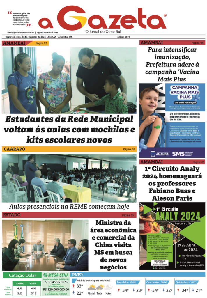 Jornal A Gazeta – Edição de 26 de fevereiro de 2024