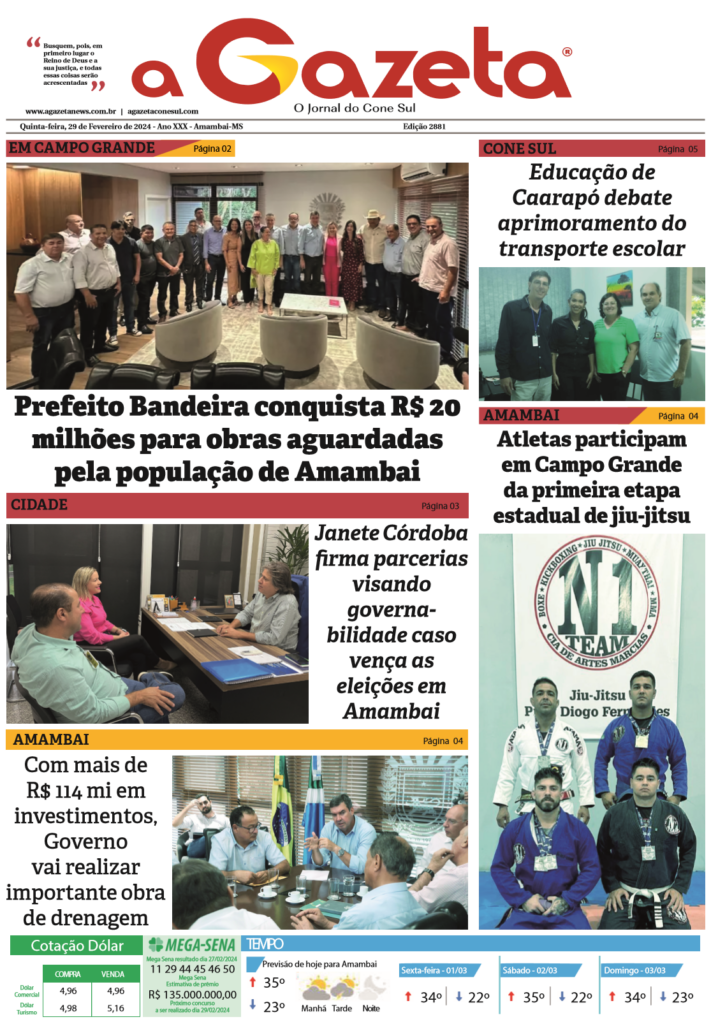 Jornal A Gazeta – Edição de 29 de fevereiro de 2024