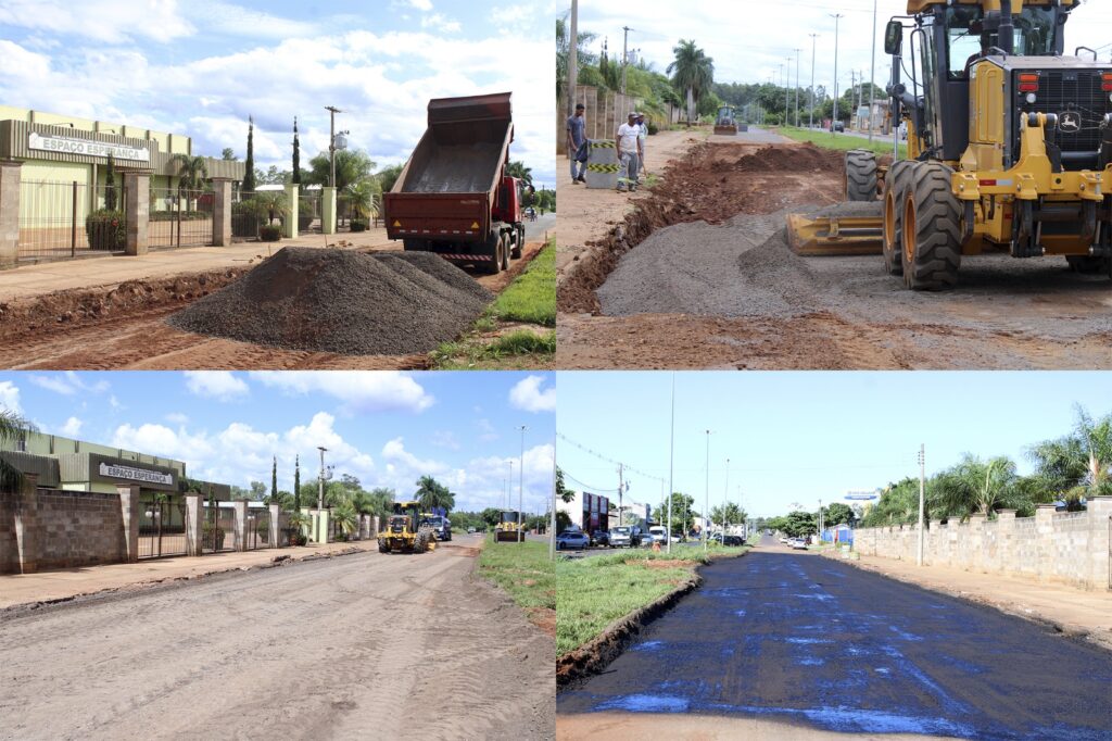 Prossegue a obra de recapeamento, novo asfalto e iluminação de LED na Avenida Mato Grosso em Naviraí