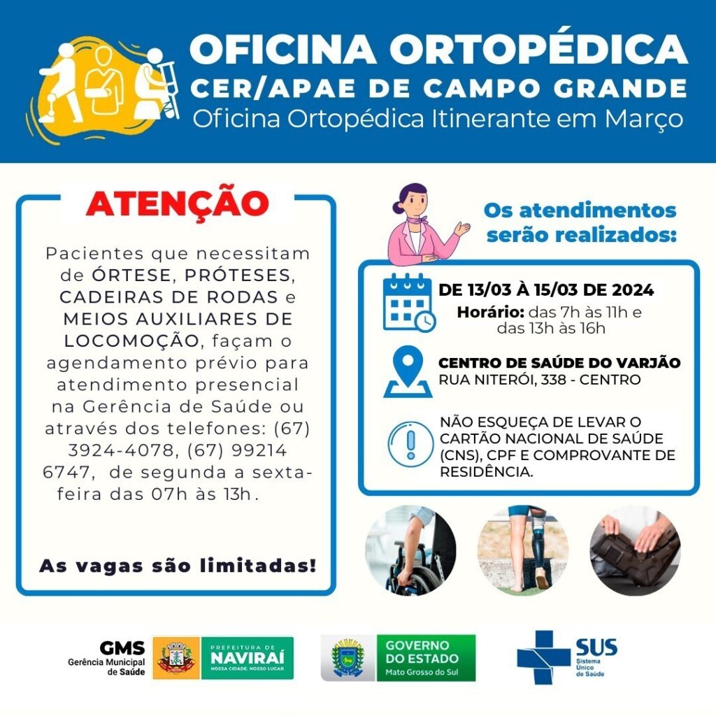 Naviraí receberá a Oficina Itinerante Ortopédica CER/APAE no mês de março