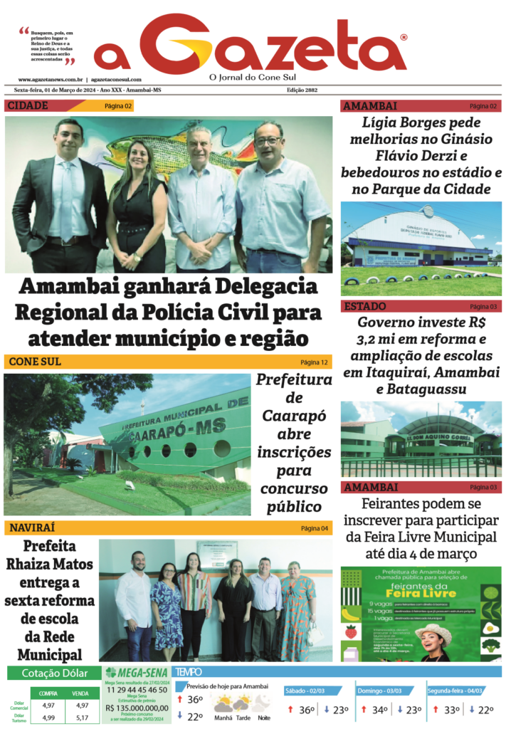 Jornal A Gazeta – Edição de 01 de março de 2024