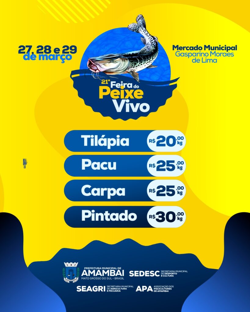 21ª Feira do Peixe Vivo acontece desta quarta até a Sexta-Feira Santa em Amambai