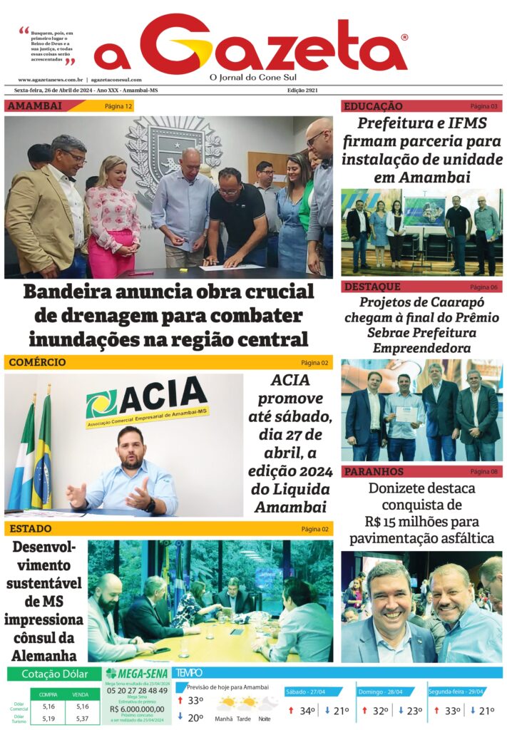 Jornal A Gazeta – Edição de 26 de abril de 2024