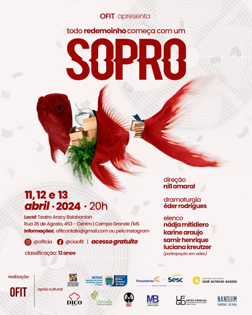 Em cartaz, peça “Todo Redemoinho começa com um sopro” em teatro reinaugurado