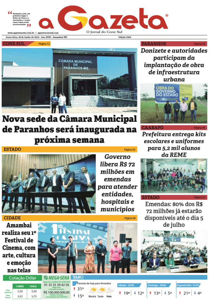 Jornal A Gazeta – Edição de 28 de junho de 2024