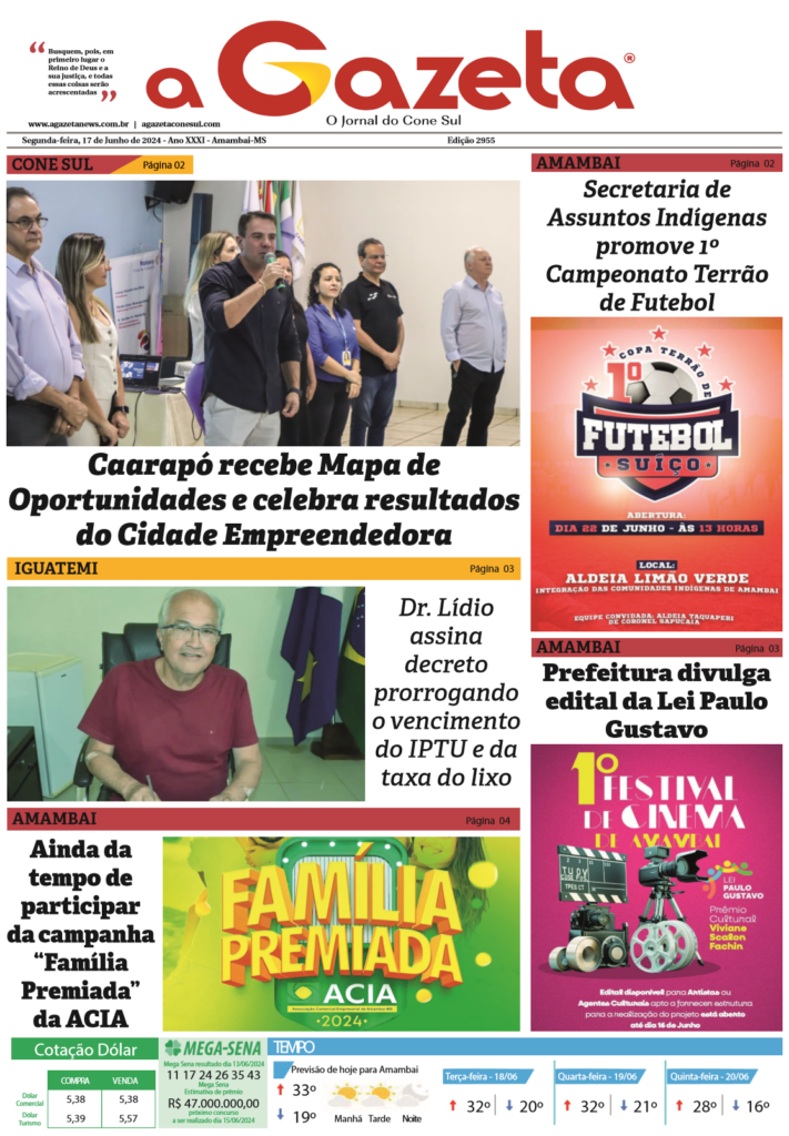 Jornal A Gazeta – Edição de 17 de junho de 2024