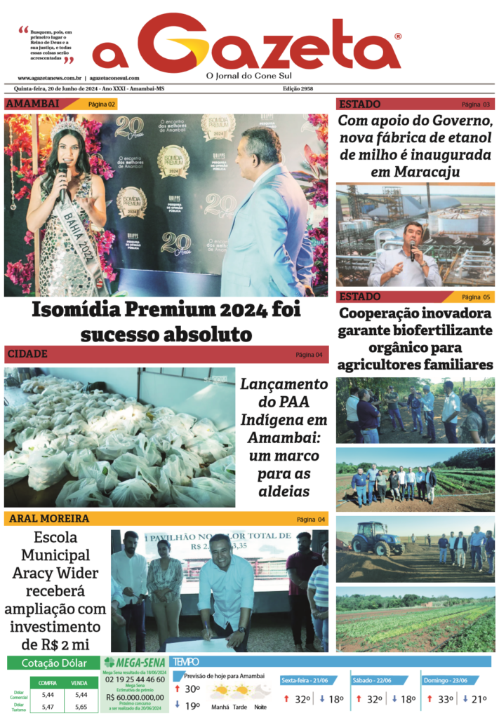 Jornal A Gazeta – Edição de 20 de junho de 2024