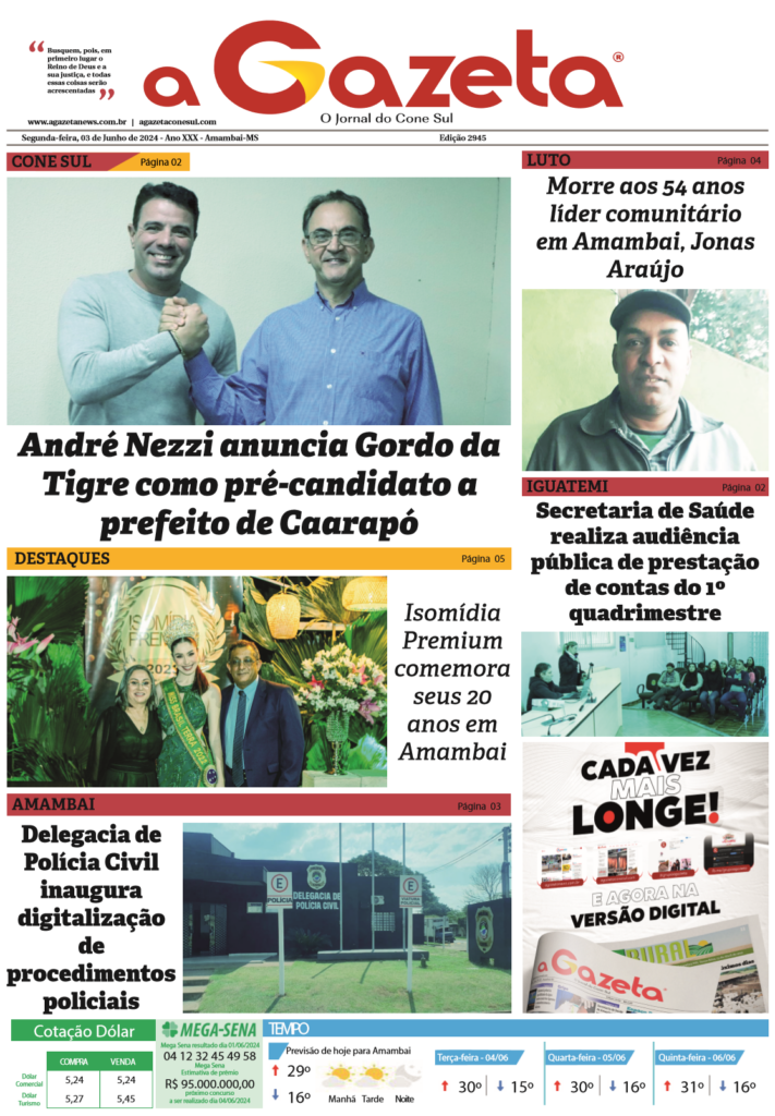 Jornal A Gazeta – Edição de 03 de junho de 2024