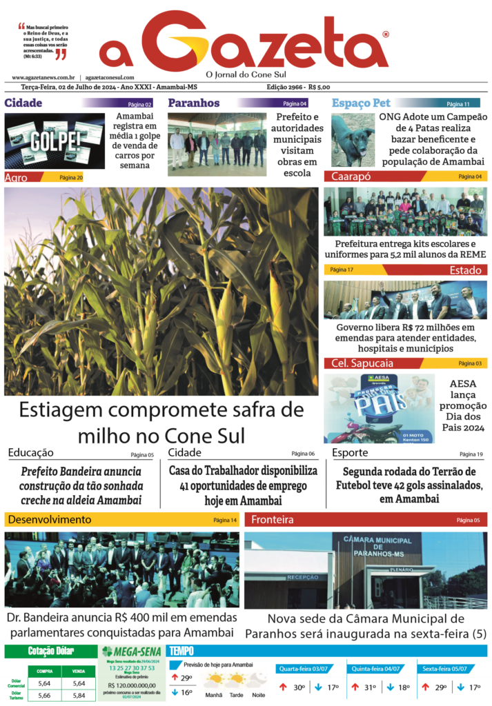 Jornal A Gazeta – Edição de 2 de julho de 2024