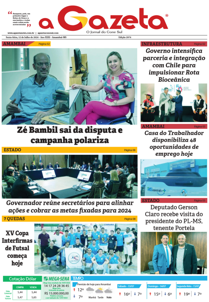 Jornal A Gazeta – Edição de 12 de julho de 2024