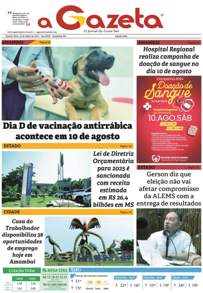 Jornal A Gazeta – Edição de 24 de julho de 2024