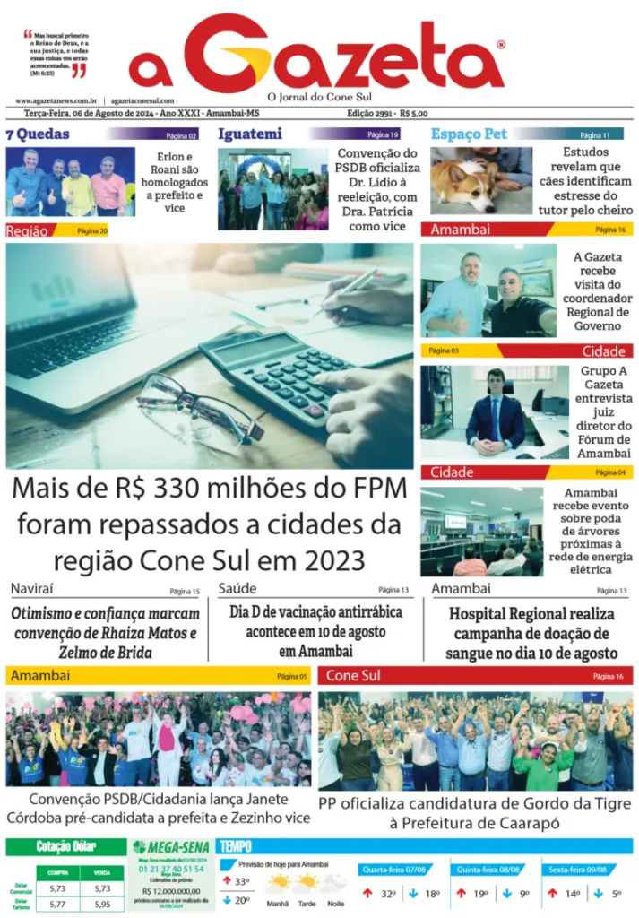 Jornal A Gazeta – Edição de 06 de agosto de 2024