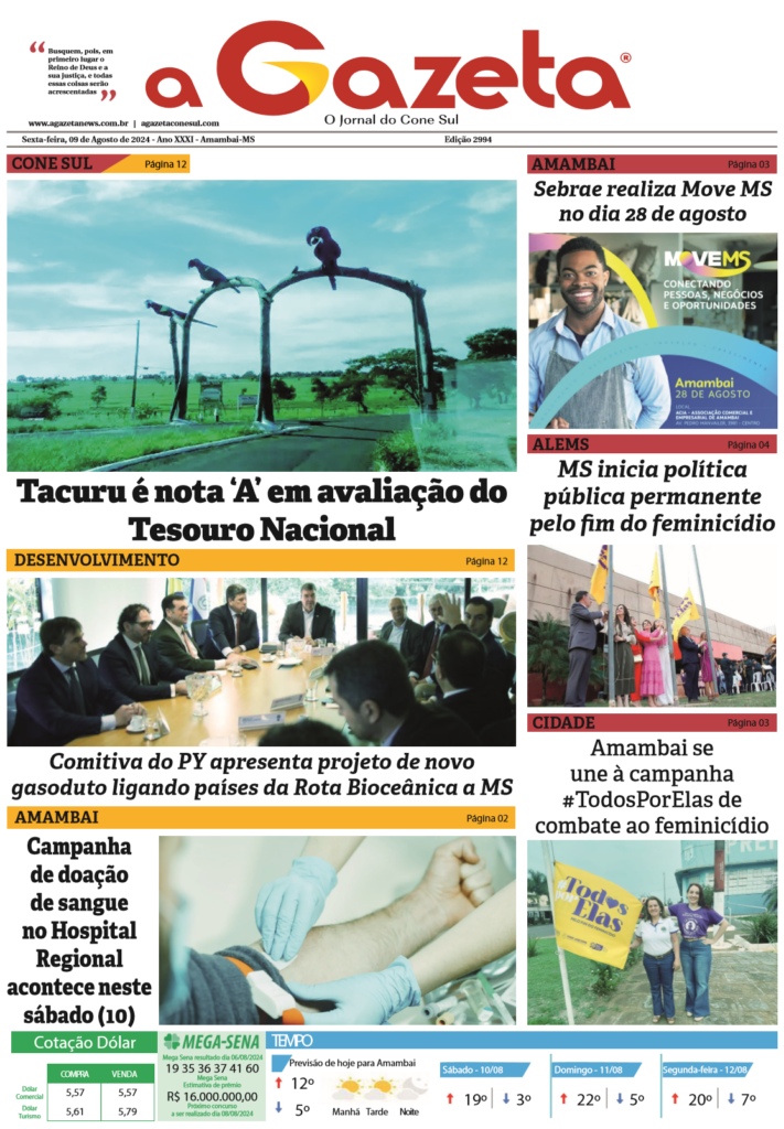 Jornal A Gazeta – Edição de 09 de agosto de 2024