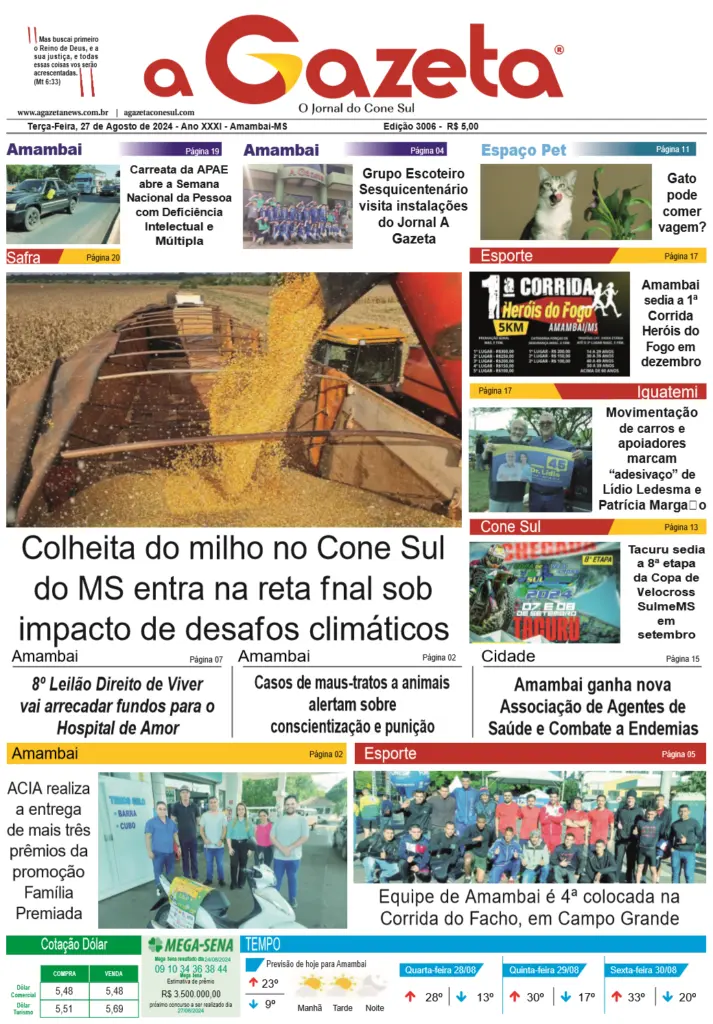 Jornal A Gazeta – Edição de 27 de agosto de 2024