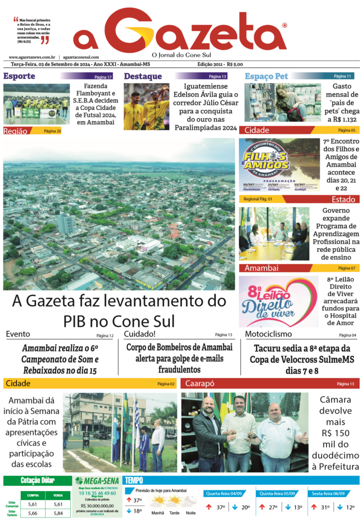 Jornal A Gazeta – Edição de 03 de setembro de 2024