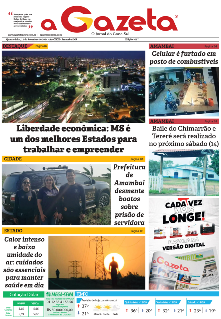 Jornal A Gazeta – Edição de 11 de setembro de 2024