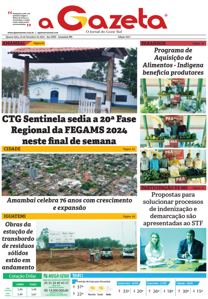 Jornal A Gazeta – Edição de 25 de setembro de 2024