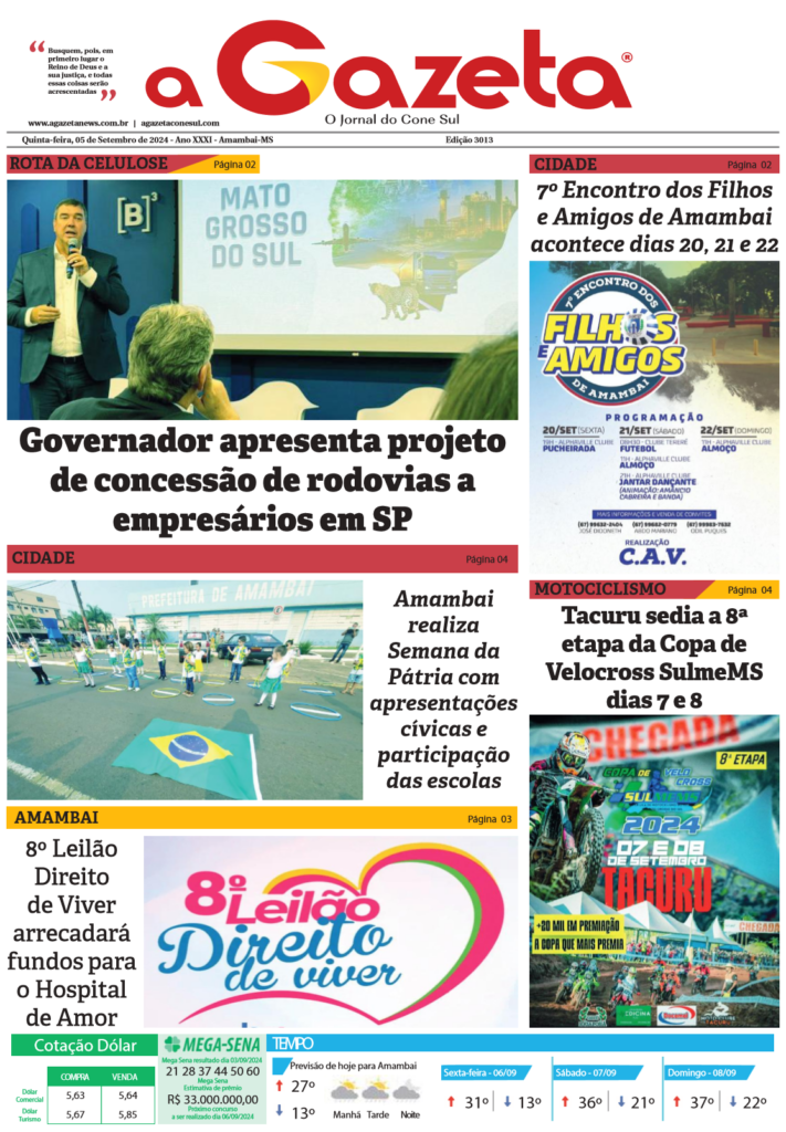 Jornal A Gazeta – Edição de 05 de setembro de 2024