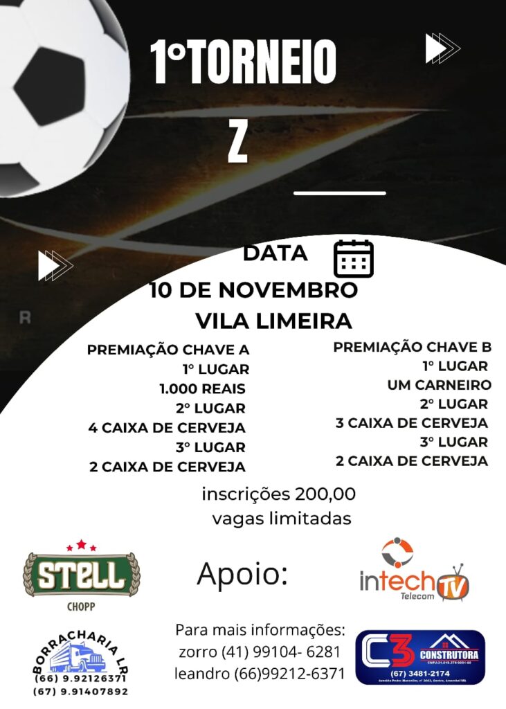 1º Torneio Z acontece no dia 10 de novembro na Vila Limeira, em Amambai