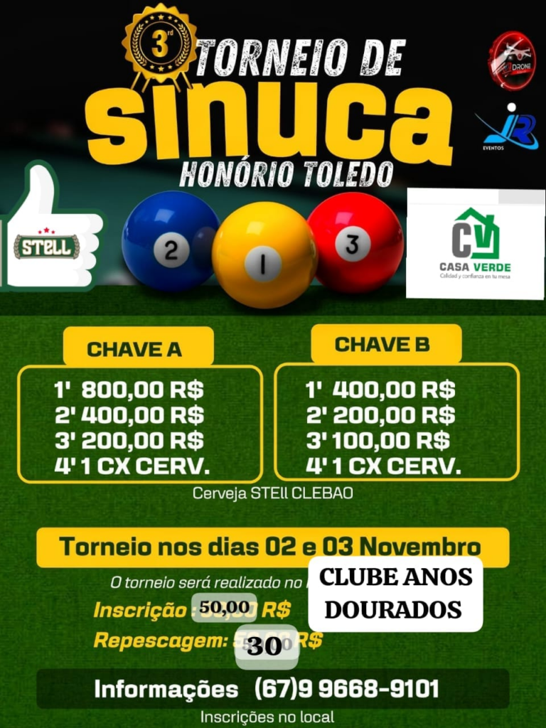 Torneio de sinuca beneficente em prol de Honório Toledo acontece em novembro em Amambai