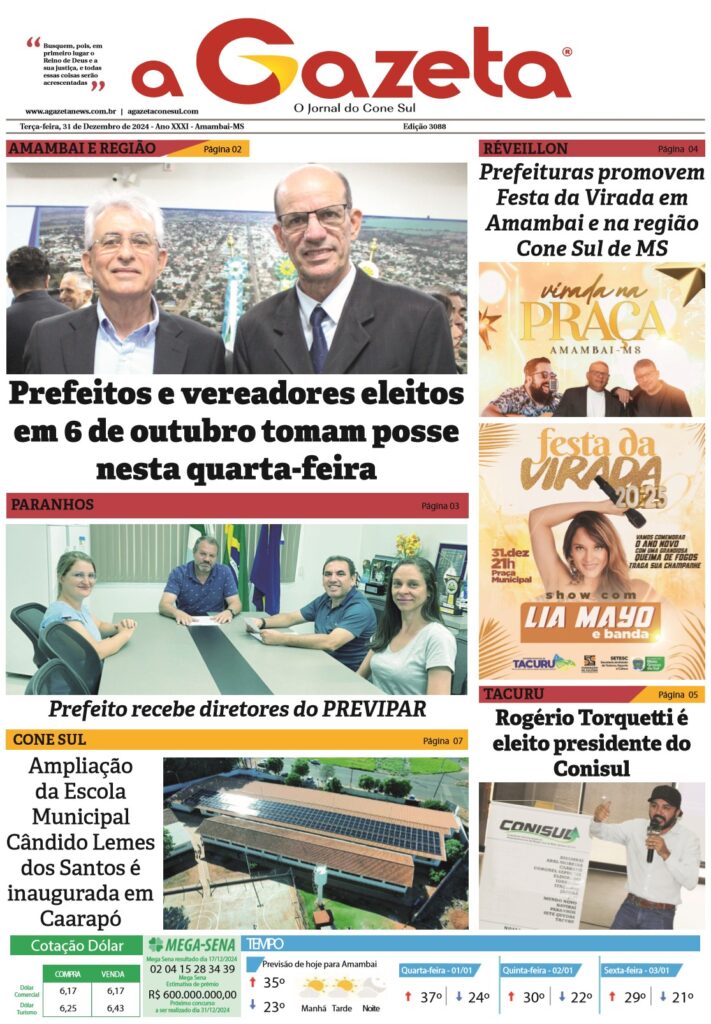 Jornal A Gazeta – Edição de 31 de dezembro de 2024