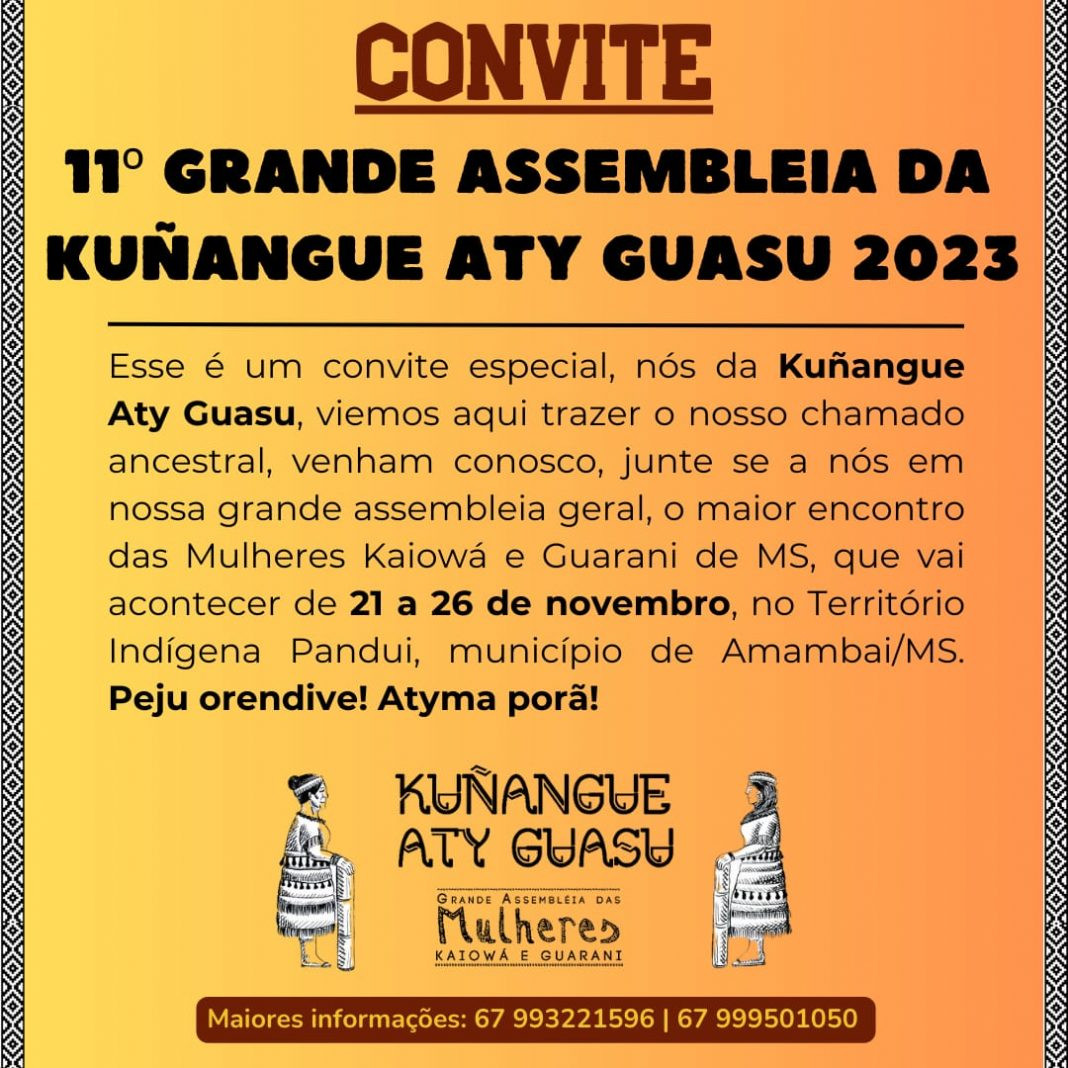 Convite para a 11ª Grande Assembleia da Kuñangue Aty Guasu 2023