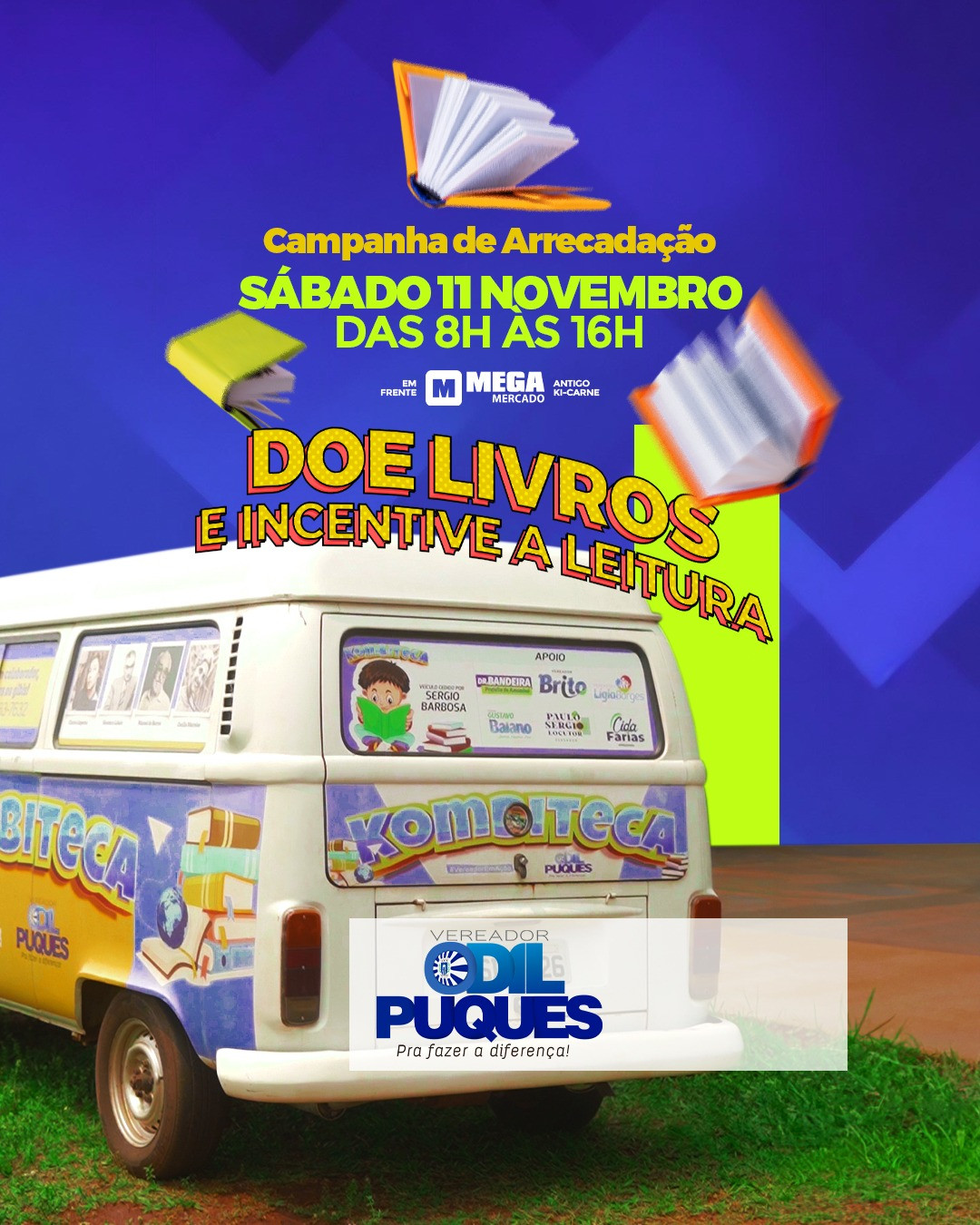 Em incentivo à leitura, Kombiteca arrecada livros neste sábado em Amambai Em incentivo à leitura, Kombiteca arrecada livros neste sábado em Amambai