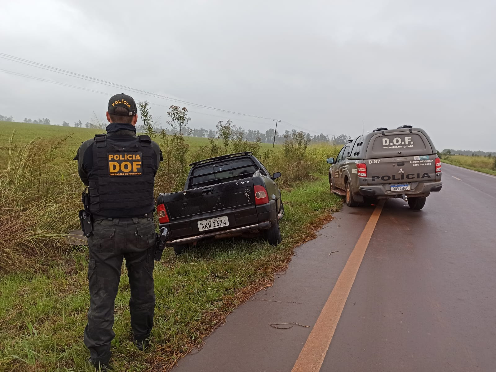 DOF apreende arma de fogo, pneus e carro por adulteração de sinal identificador em Iguatemi e Laguna Carapã