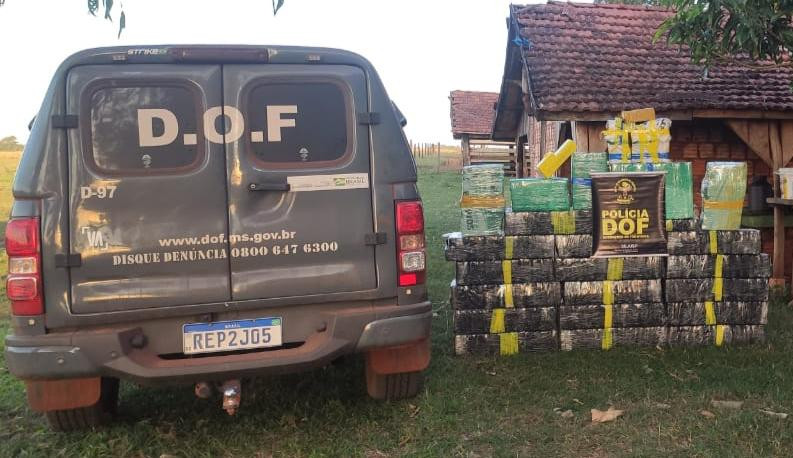 DOF apreende 720 quilos de droga e fecha entreposto em assentamento em Itaquirai