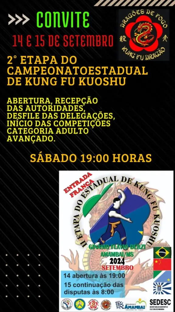 Segunda Etapa do Campeonato Estadual de Kung Fu Kuoshu acontece neste fim de semana em Amambai