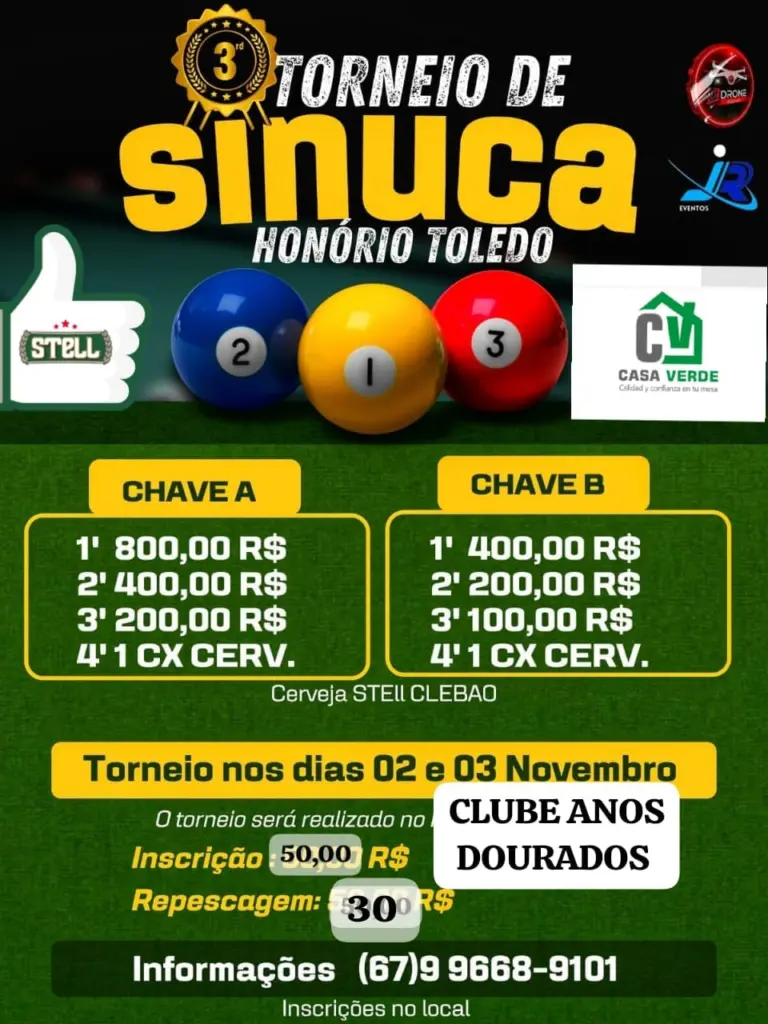 Torneio de sinuca beneficente em prol de Honório Toledo acontece em novembro em Amambai